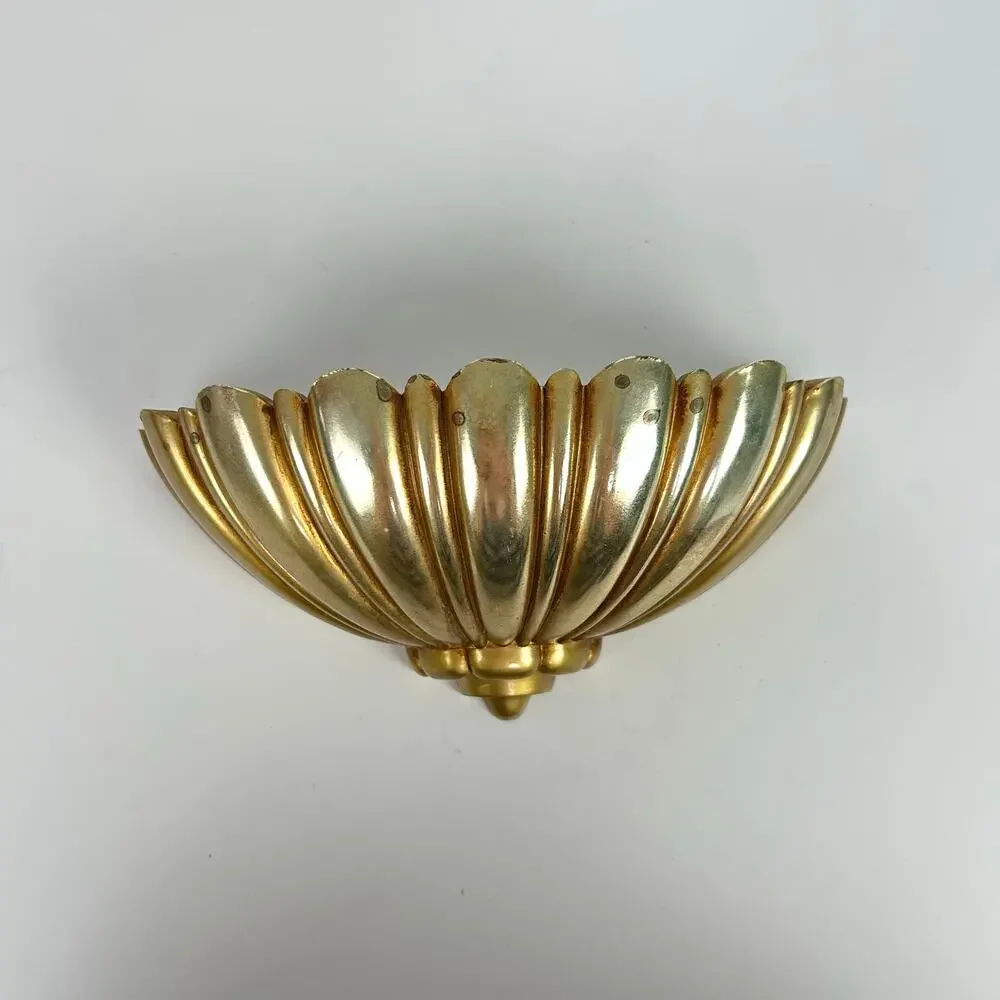 Vintage SyroCo Inc. MCM Gold Wall Basket Victorian Decor USA 4245